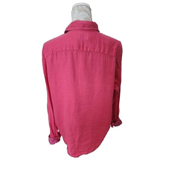 Toscano Firenze Shirt Casual Button Down Linen Pink Long Sleeve Men's XXL - Picture 4 of 8